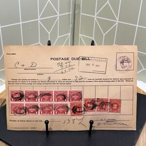 1952‎ Postage Due Bill Stamps - 9 one dollar Stamps